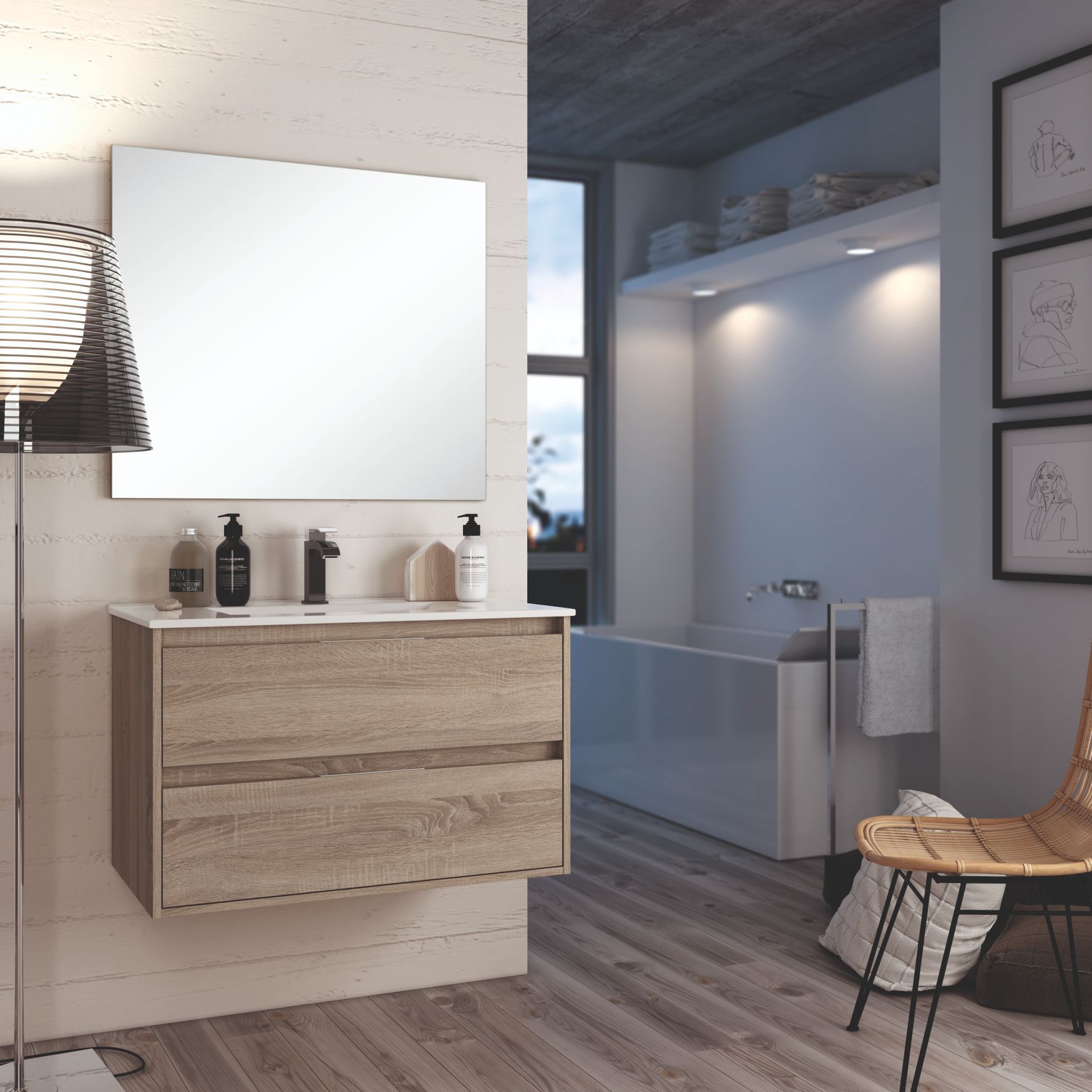 MUEBLE SIRI SUSP. 995X450X480 TONO CAMBRIAN - CasaMármol Honduras